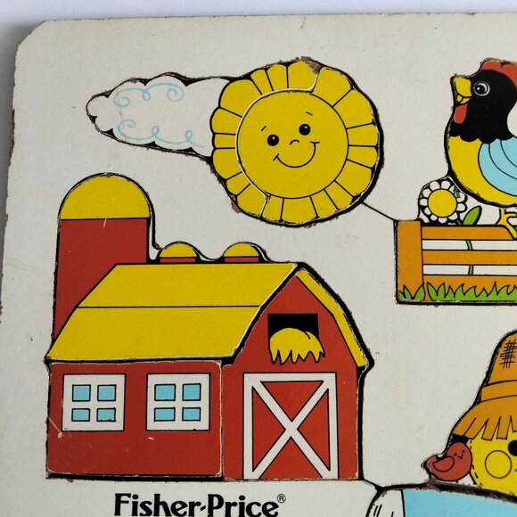 Fisher Price Farm Puzzle  Wooden Scarecrow Barnyard Theme Vintage - Picture 6 of 9